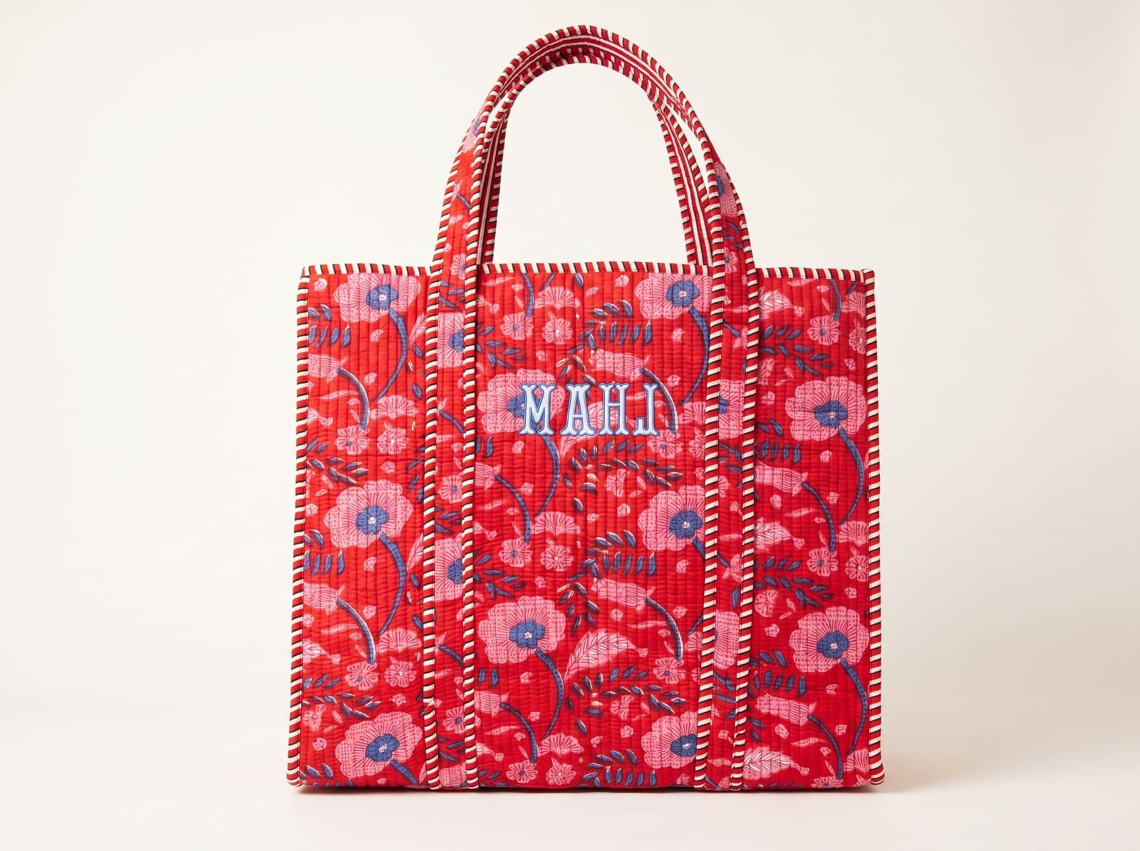 Embroidered floral tote, made to order